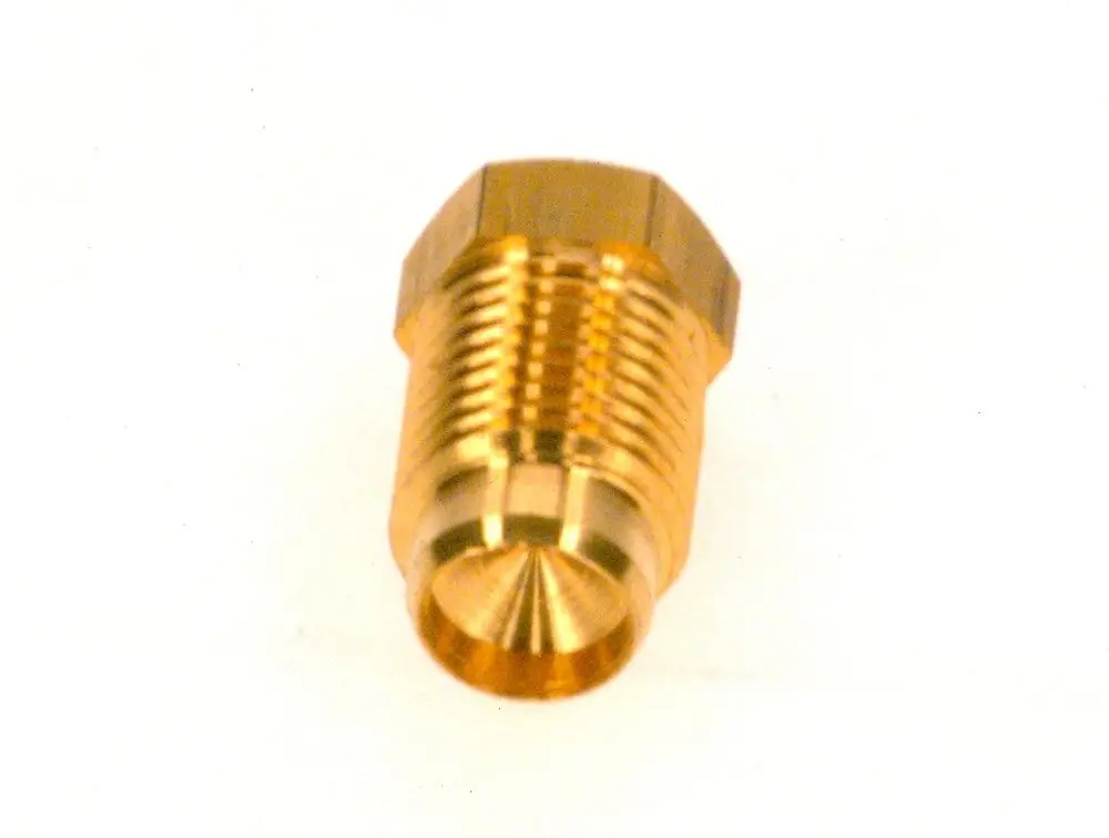 Verschlussschraube aus Messing von Bosch, mit zylindrischem Gehäuse und innenliegender Spitze, zur Abdichtung in hydraulischen Anwendungen.
